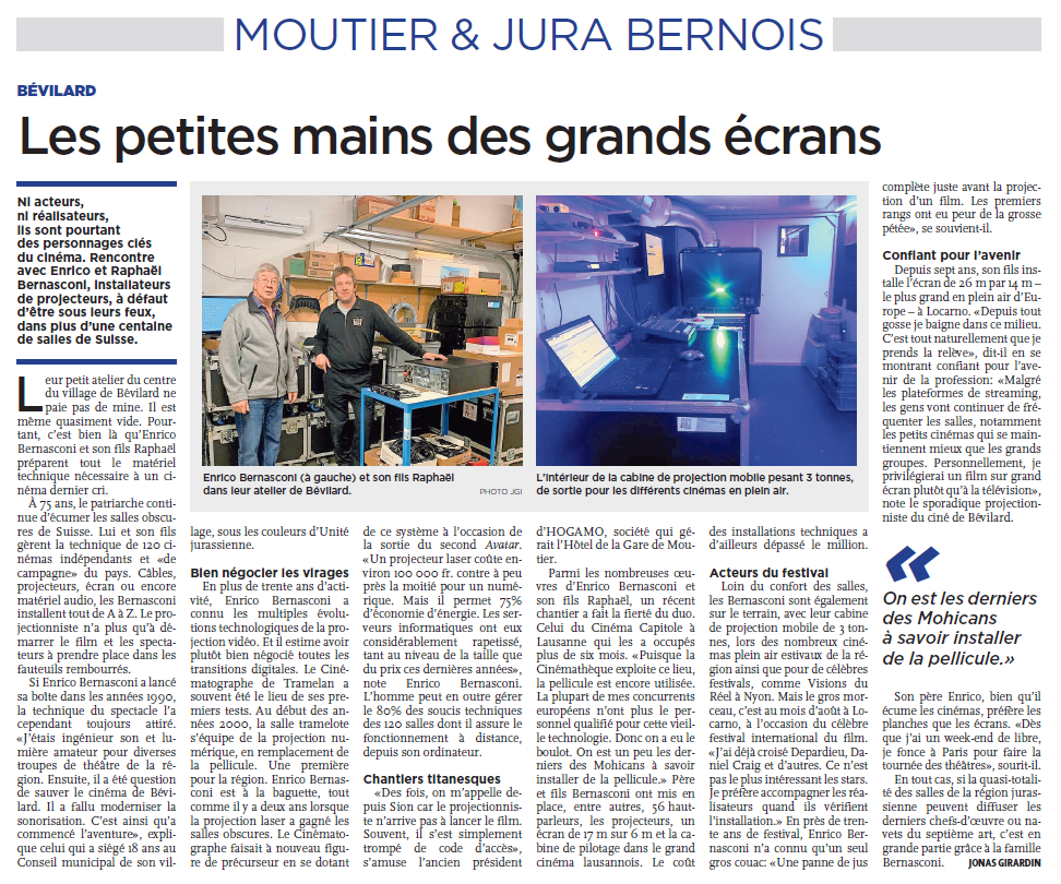 Article paru dans le Quotidien Jurassien 27.12.2024